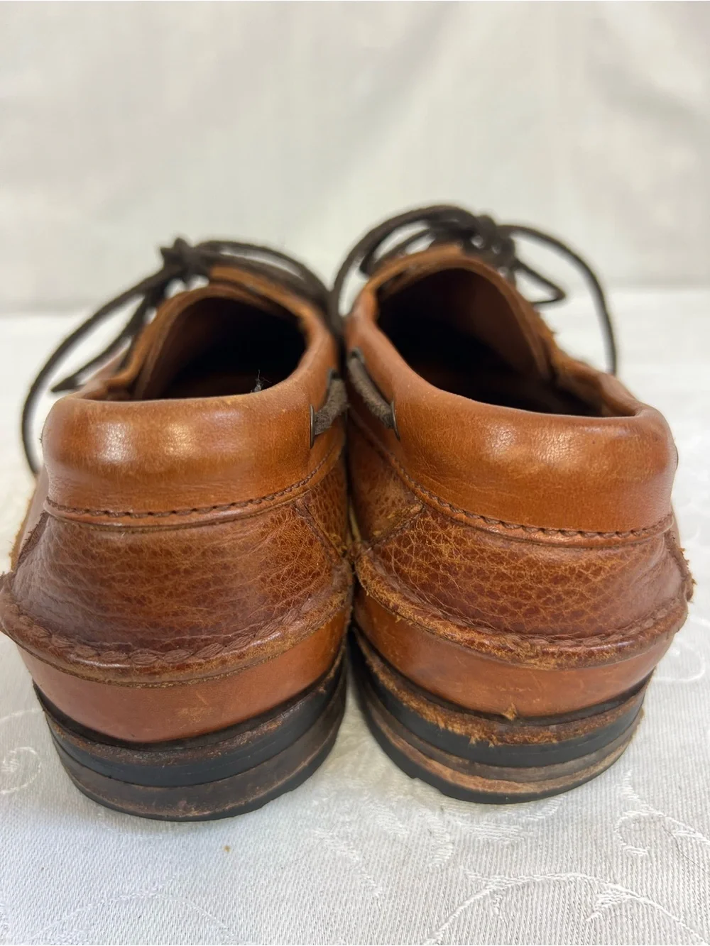 Allen Edmonds Woodhaven Men’s Loafers Brown Leather Slip On Boat Shoes Lace Up 8
